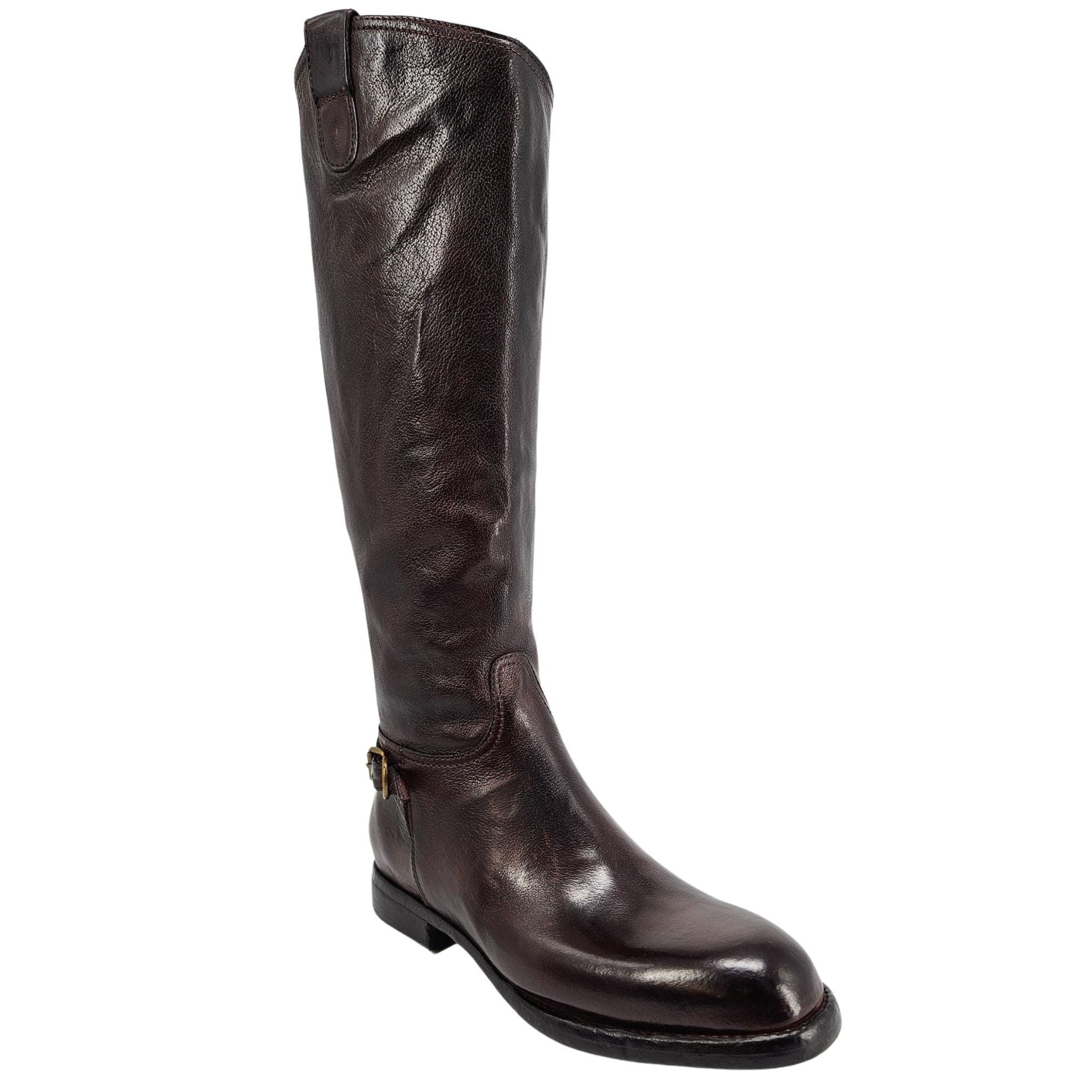 Leather Side Zip Knee High Boot, Alternate, color, Brown