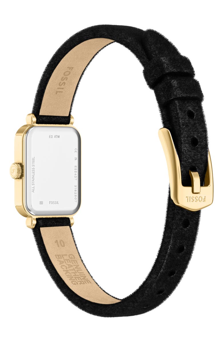 Fossil Raquel Velvet Strap Watch, 18mm x 29mm, Alternate, color, Black/ White