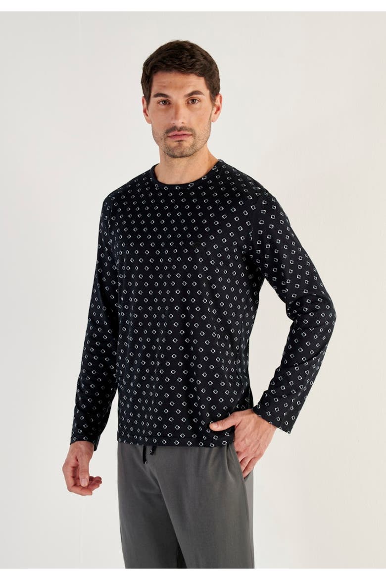 Duane Long Sleepwear, Alternate, color, Black Print