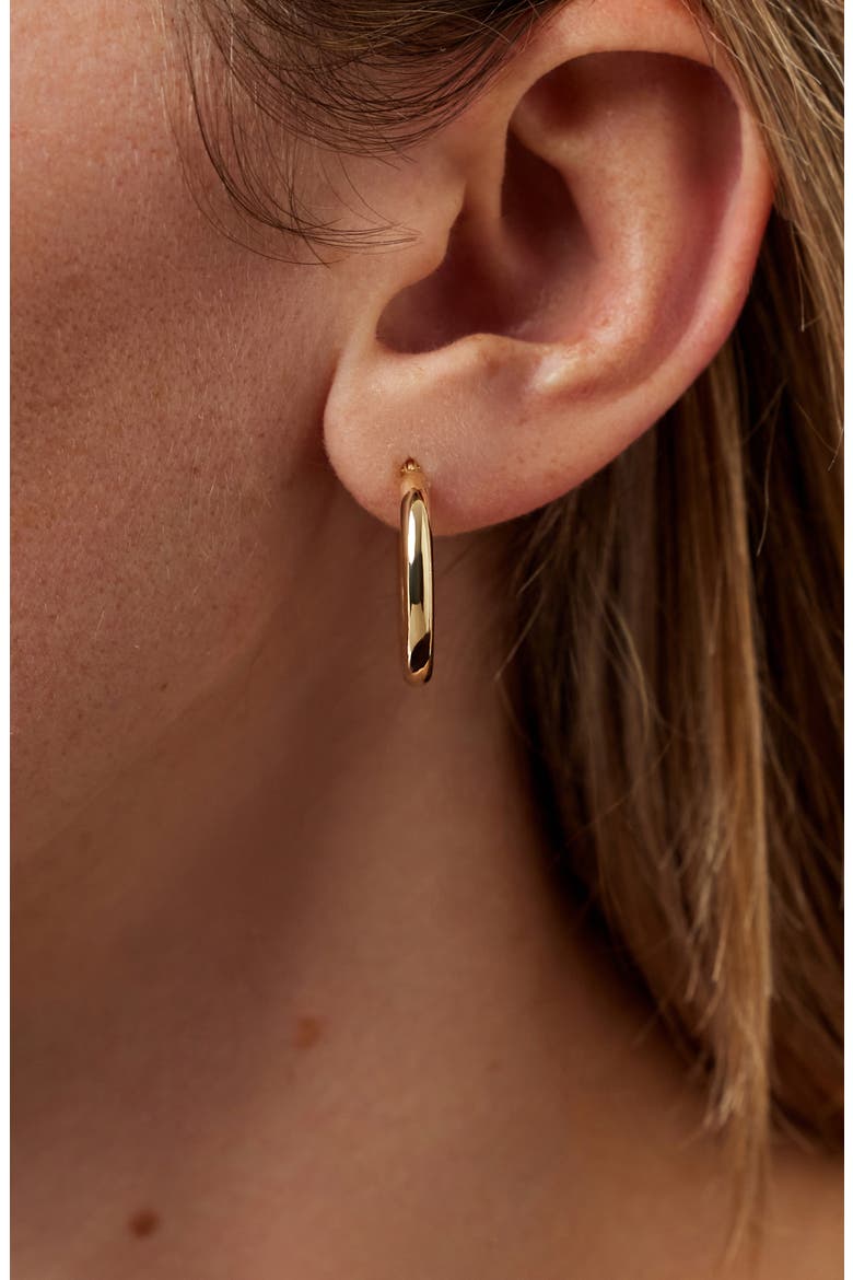 White Gold Hoop Earrings - White Gold Classic Hoops Medium, Alternate, color, Gold