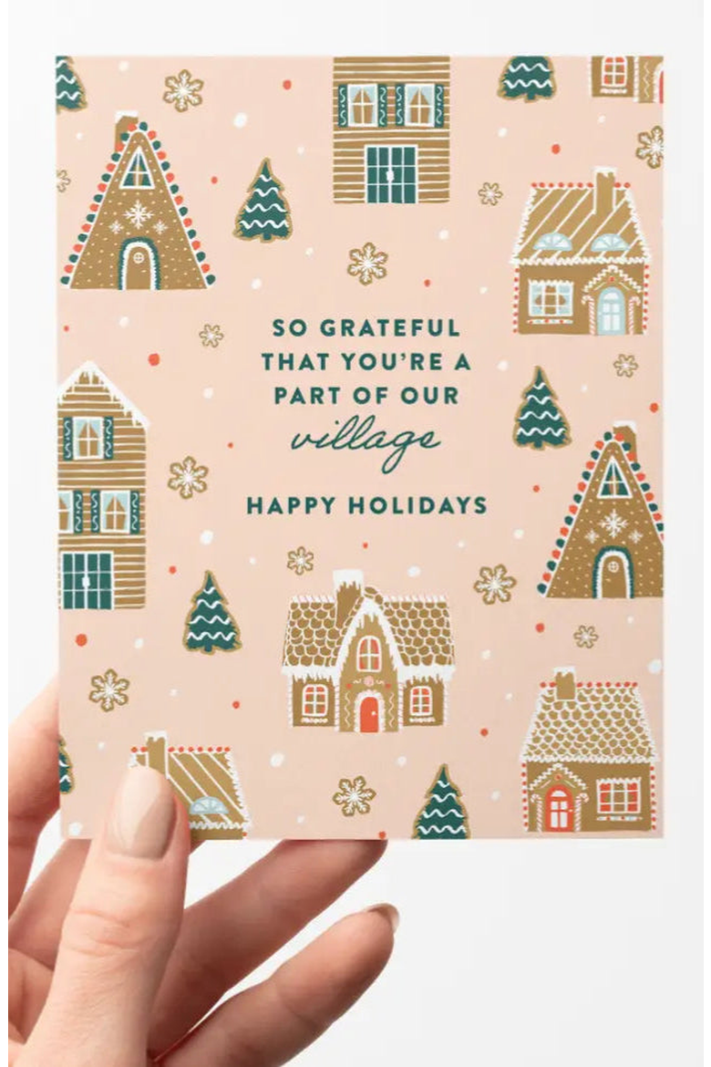 Gingerbread Village Holiday Thank You Boxed Set of 8 Greeting Cards, Alternate, color, Gingerbread Village