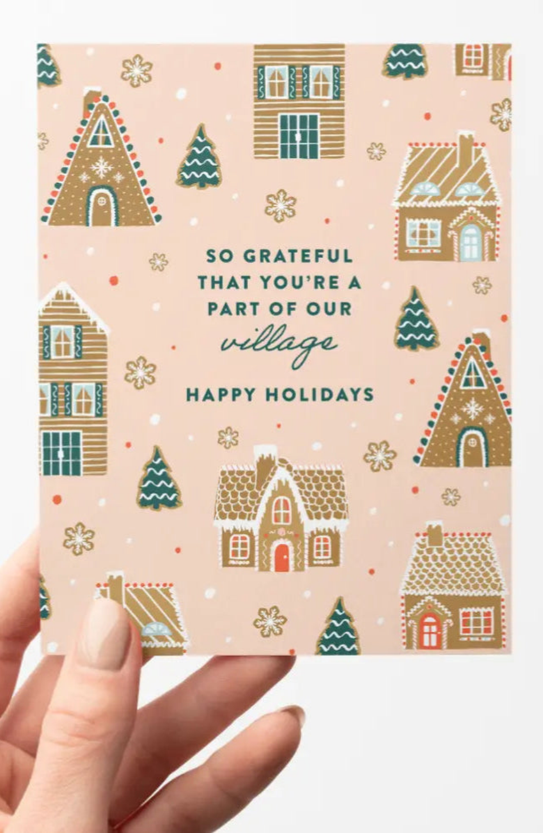 Joy Paper Co. Gingerbread Village Holiday Thank You Boxed Set of 8 Greeting Cards, Alternate, color, Gingerbread Village