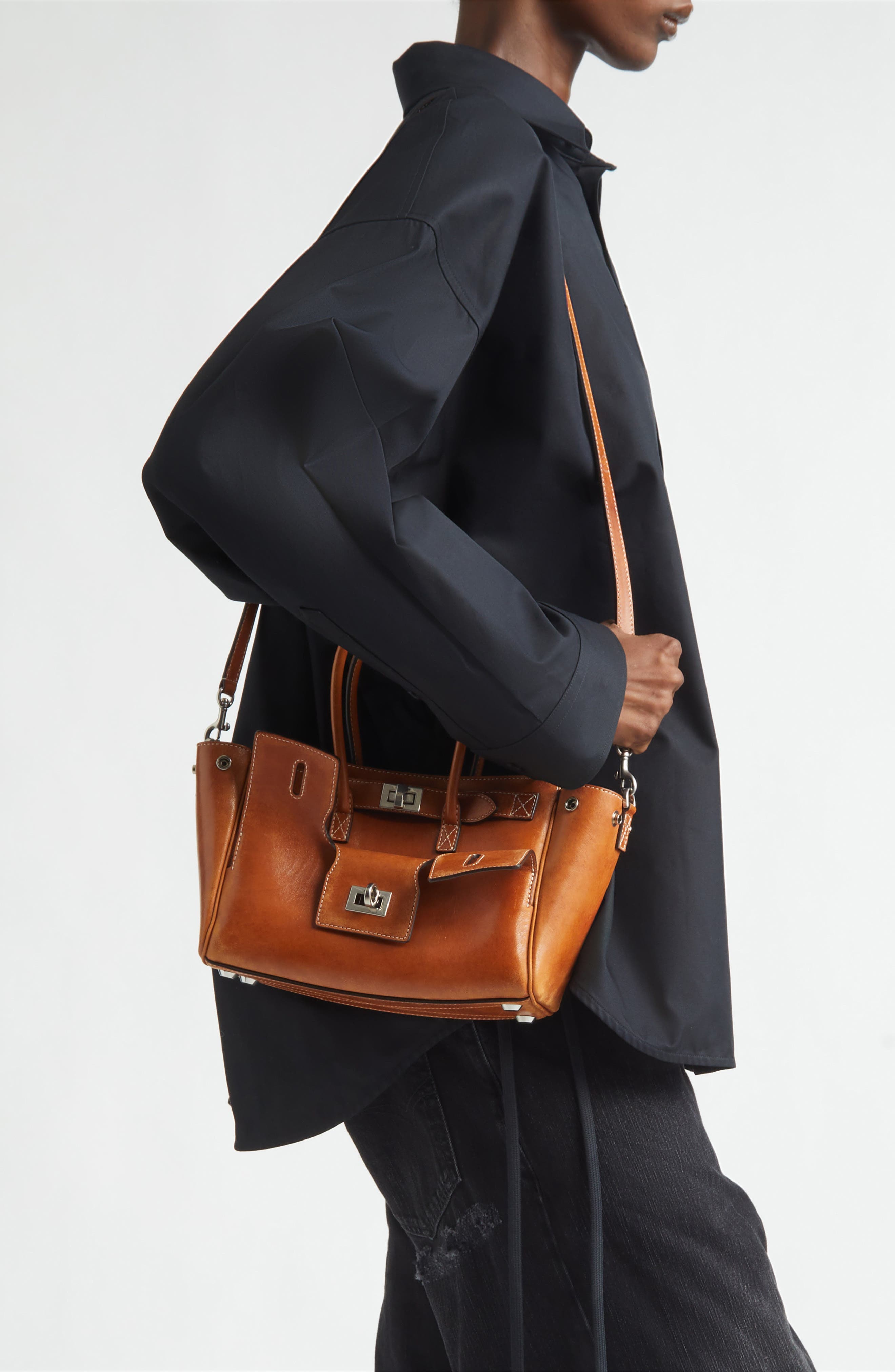 Balenciaga Mini Bel Air Leather Carry All Bag, Alternate, color, 