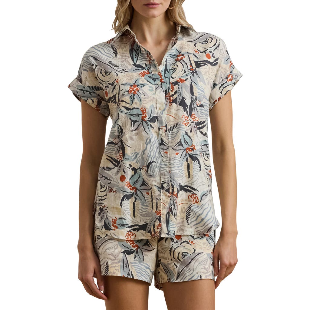 RALPH LAUREN LAUREN RALPH LAUREN FLORAL LINEN BUTTON-UP SHIRT