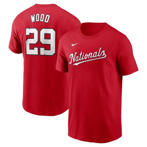 Men's Nike James Wood Red Washington Nationals Fuse Name & Number T-Shirt