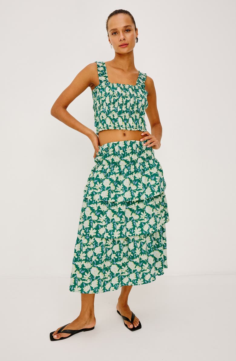 Rails Belle Floral Print Tiered Midi Skirt, Alternate, color, Green Mayflower
