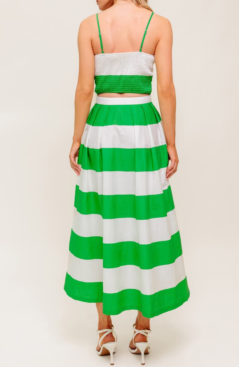 FLYING TOMATO Striped Crop Top & Maxi Skirt Set, Alternate, color, White/ Green