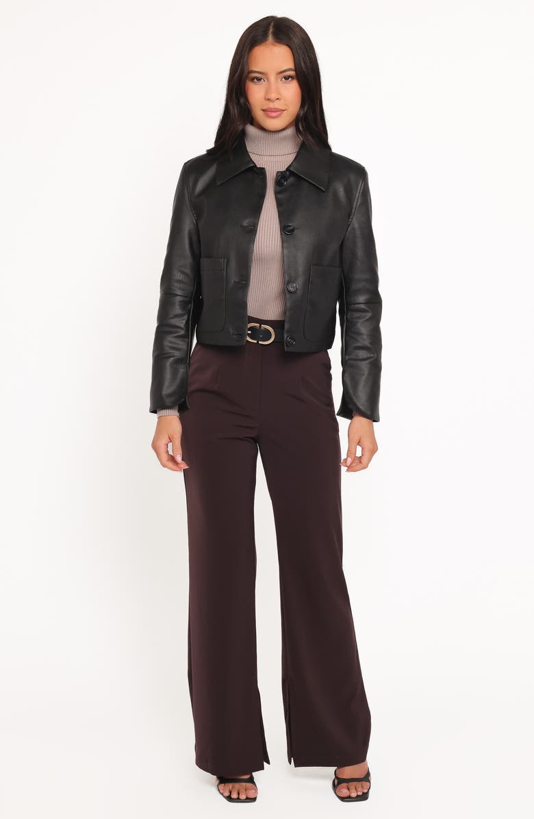 Petal & Pup Hope Cropped Faux Leather Jacket, Alternate, color, Black