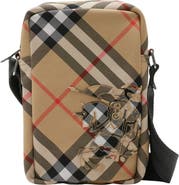 ショルダーバッグ・ポシェット BURBERRY CHECK PHONE CROSSBODY BAG Check Phone Bag in Sand - Men, Nylon | Burberry® Official