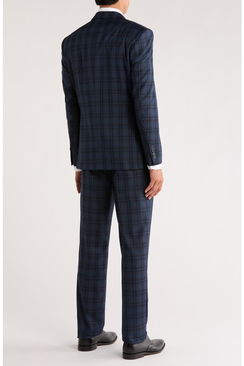 Glen Plaid Stretch 3-Piece Suit, Alternate, color, NAVY