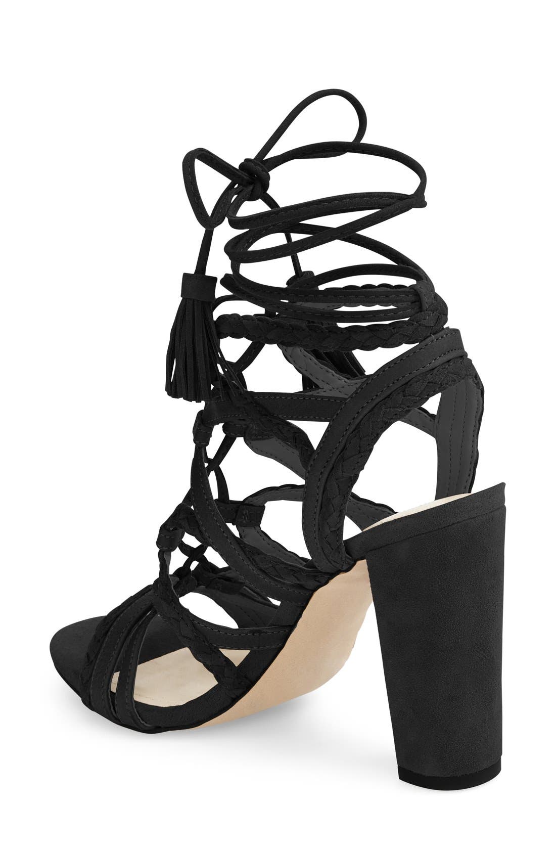 'Ronny' Lace-Up Sandal, Alternate, color, BLACK SUEDE