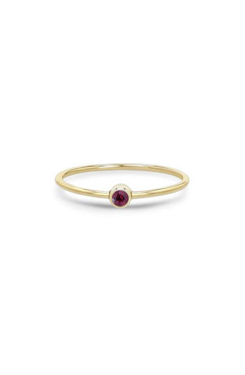 14K Gold Bezel Birthstone Stacking Ring