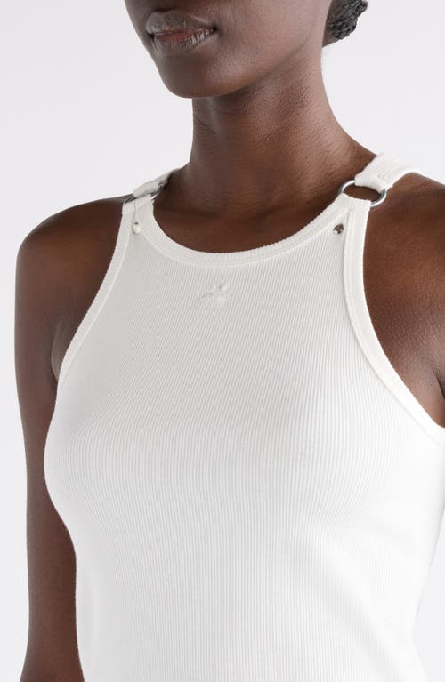 Courrèges Buckle '90s Stretch Cotton Rib Tank In White