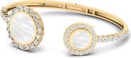 Everlee Mother of Pearl and Lab Diamond Hinged Cuff in 14K Gold