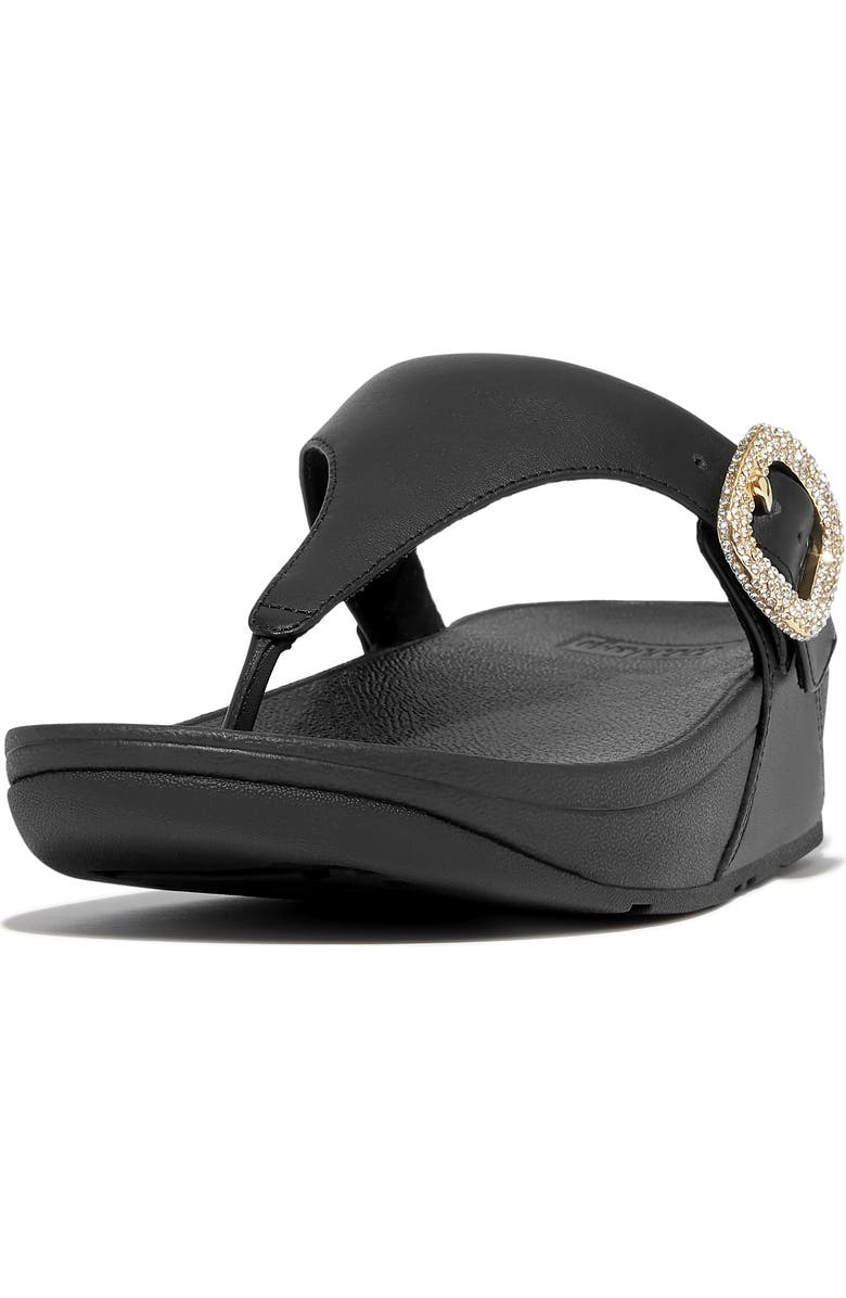 FitFlop Lulu Crystal Buckle Platform Flip Flop, Alternate, color, Black