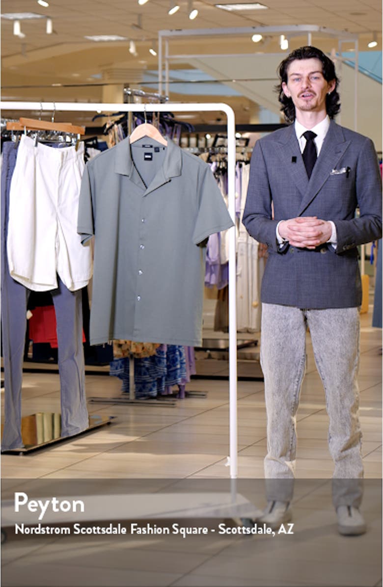 Powell Solid Short Sleeve Cotton Button-Up Camp Shirt, sales video thumbnail