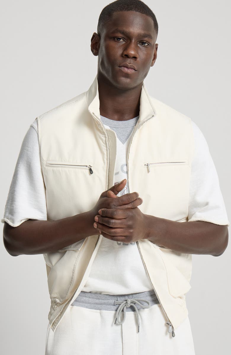 Brunello Cucinelli Nylon vest with padding, Alternate, color, Panama