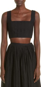 Adam Lippes Embroidered Eyelet Cotton Crop Top