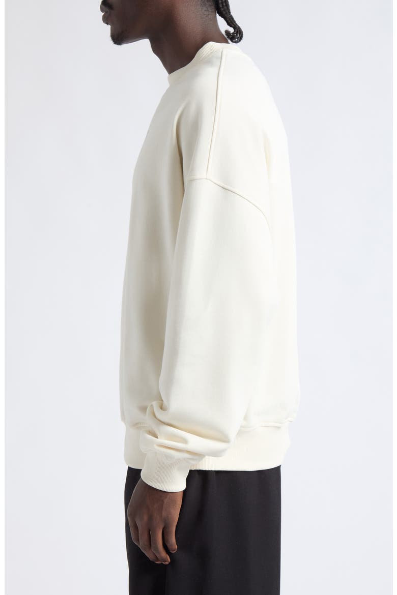 Palm Tree Loose Brushed Cotton Crewneck Sweatshirt, Alternate, color, OFF WHITE - BLACK