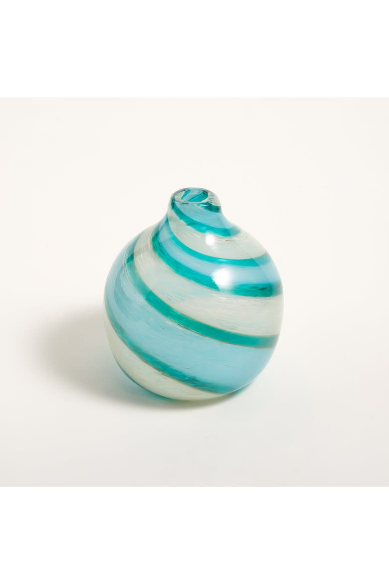 Macau Glass Vase 8.5" Artisan Accent, Main, color, Turquoise