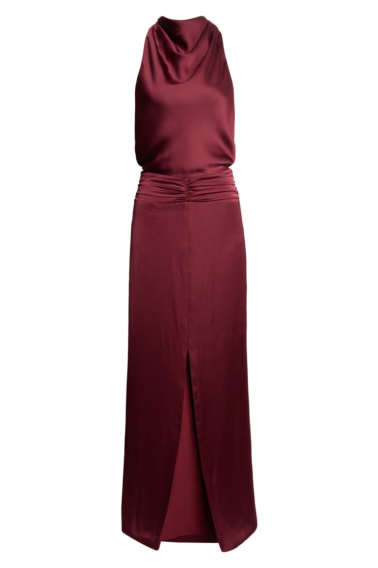 Charmayne Sleeveless Satin Gown, Alternate, color, CRANBERRY