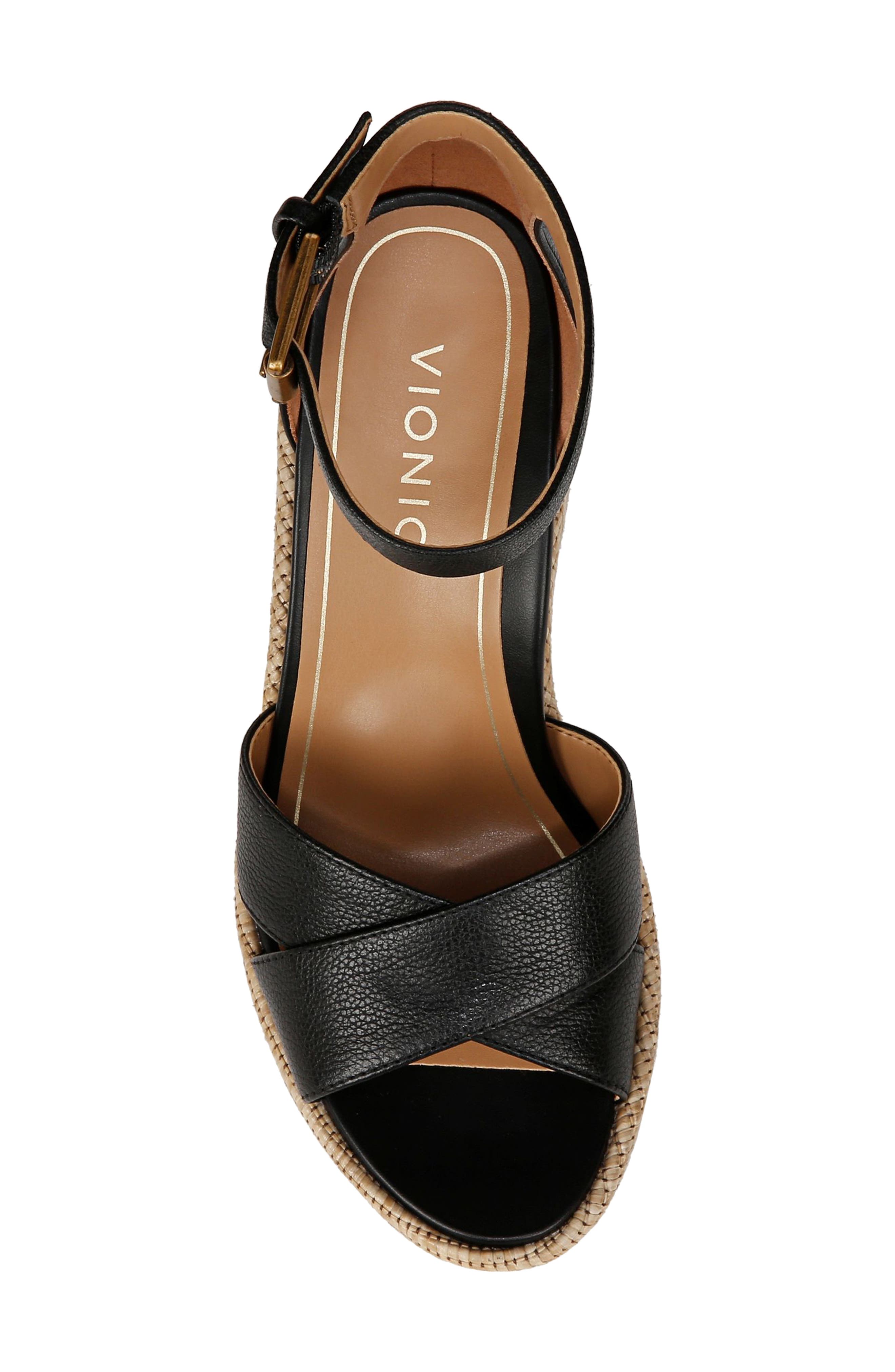 Vionic Marina Ankle Strap Wedge Sandal, Alternate, color, Black