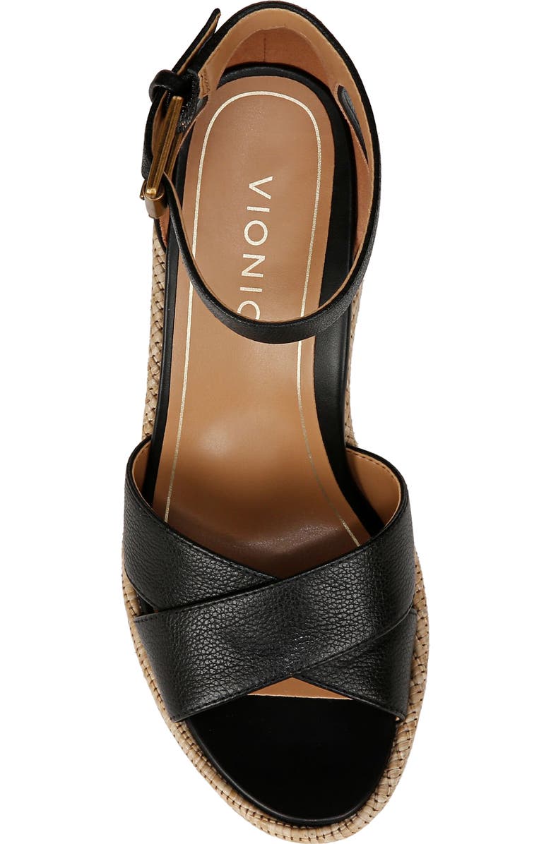 Vionic Marina Ankle Strap Wedge Sandal, Alternate, color, Black