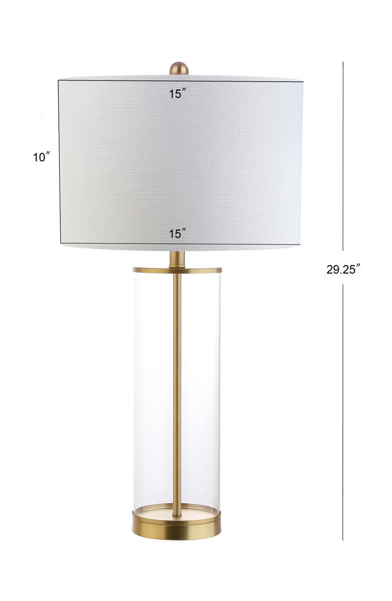JONATHAN Y Collins 29" Glass LED Table Lamp, Alternate, color, Clear/Brass Gold