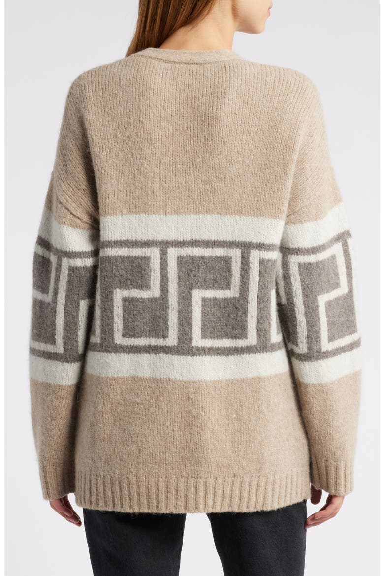 Chelsea Greek Key Wool Blend Cardigan, Alternate, color, ASPEN TRAIL