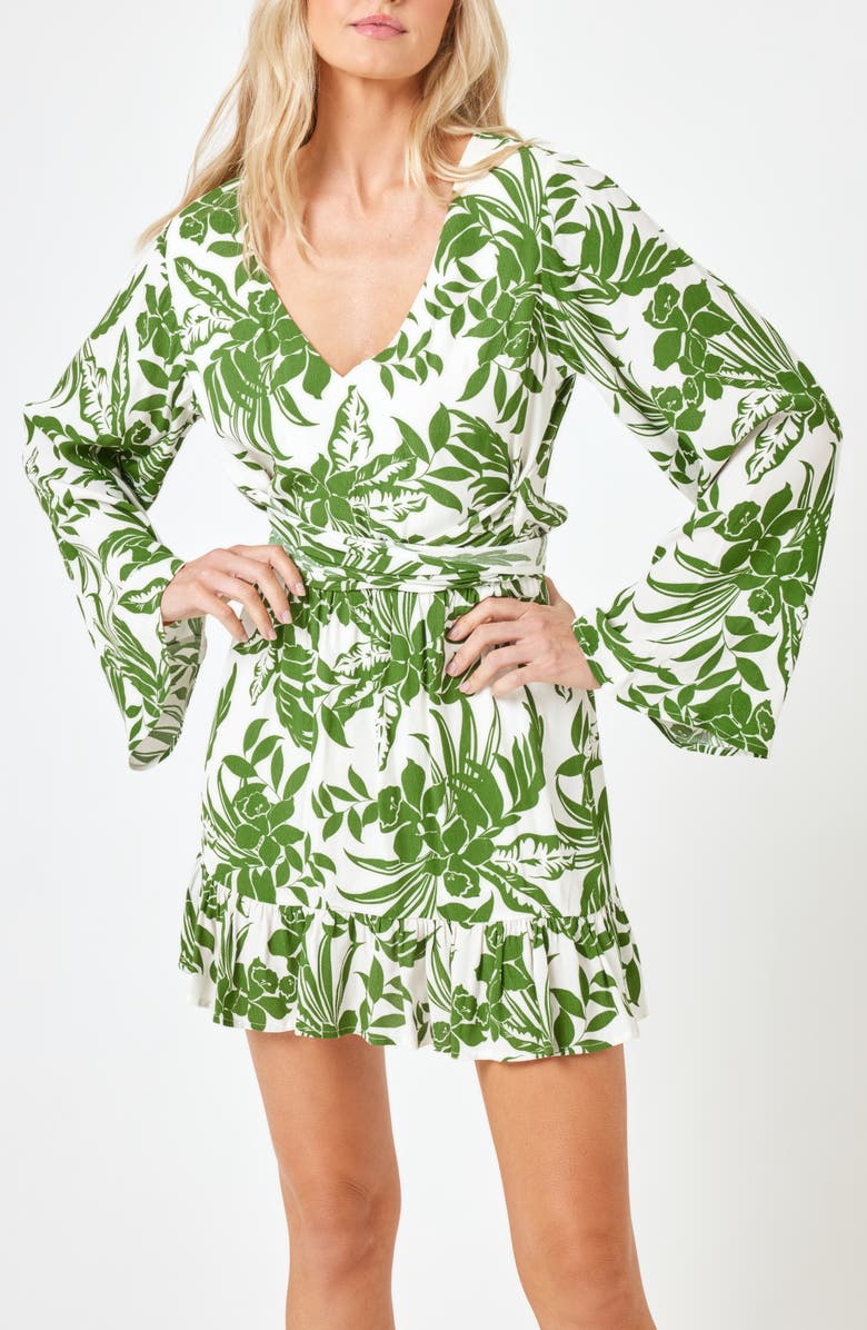 LSPACE Geneva Long Sleeve Cover-Up Dress, Main, color, Destination Paradise