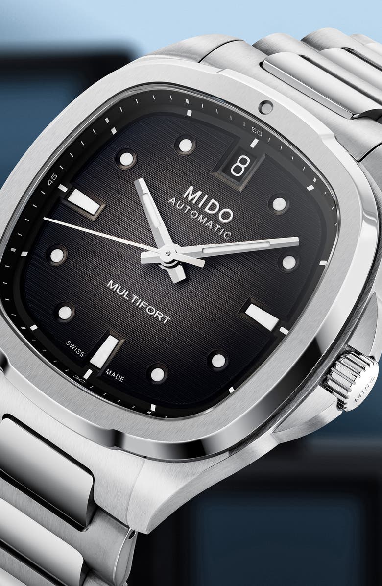 MIDO Multifort Square Automatic Bracelet Watch, 35mm, Alternate, color, Grey