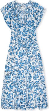 Rails Juni Floral Tie Waist Linen Blend Midi Dress