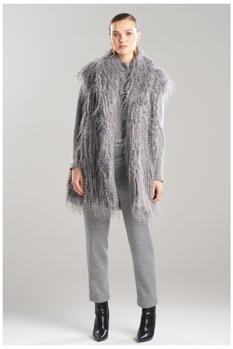 Ostrich Plume Vest, Main, color, Grey
