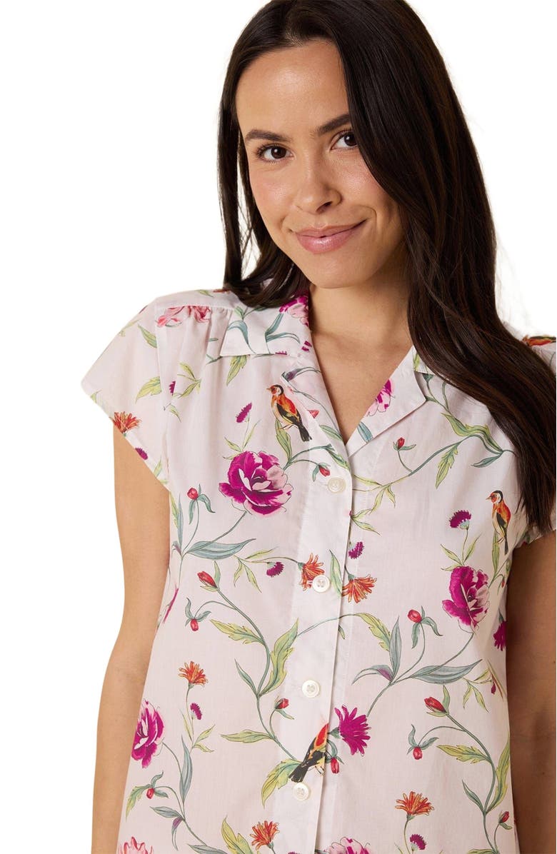The Cat's Pajamas Luxe Pima Short Print Set, Alternate, color, Rosa & Bird