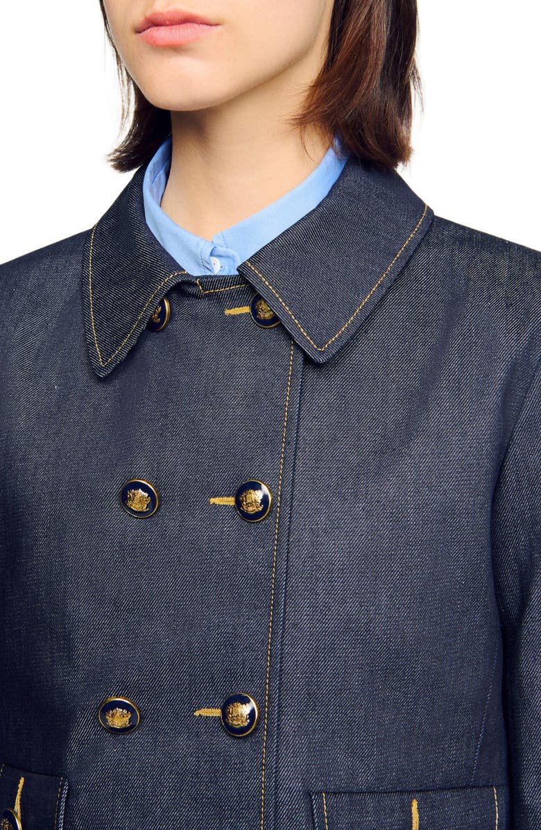 SANDRO Denim tailored jacket, Alternate, color, Deep Blue