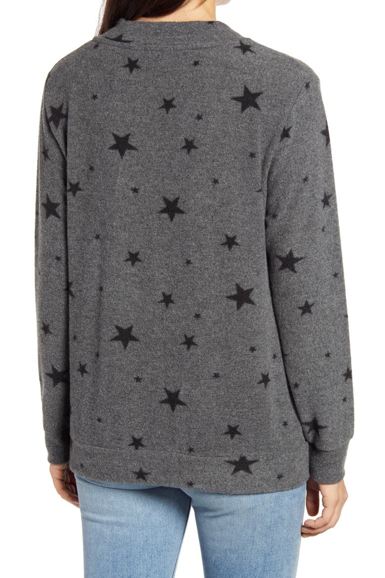 Star V-Neck Top, Alternate, color, CHARCOAL