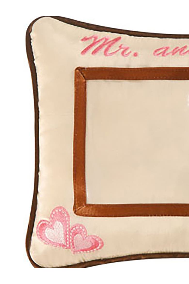Mr. And Mrs. Embroidered Picture Small/Petite Accent Pillow, 8" x 10", Alternate, color, Brown