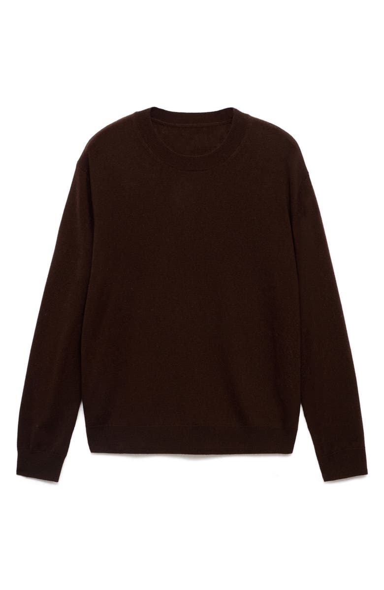 MANGO Selection Crewneck Wool Sweater, Alternate, color, Chocolate