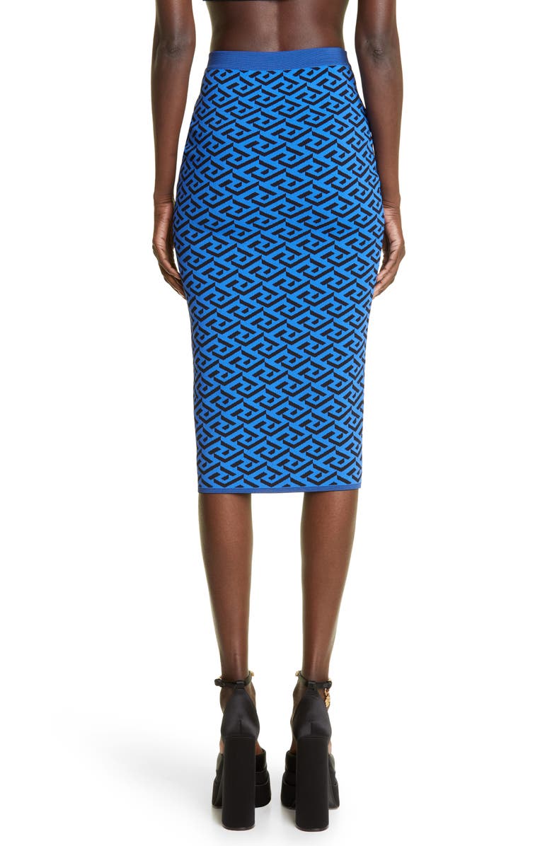 Versace La Greca Jacquard Midi Skirt, Alternate, color, 