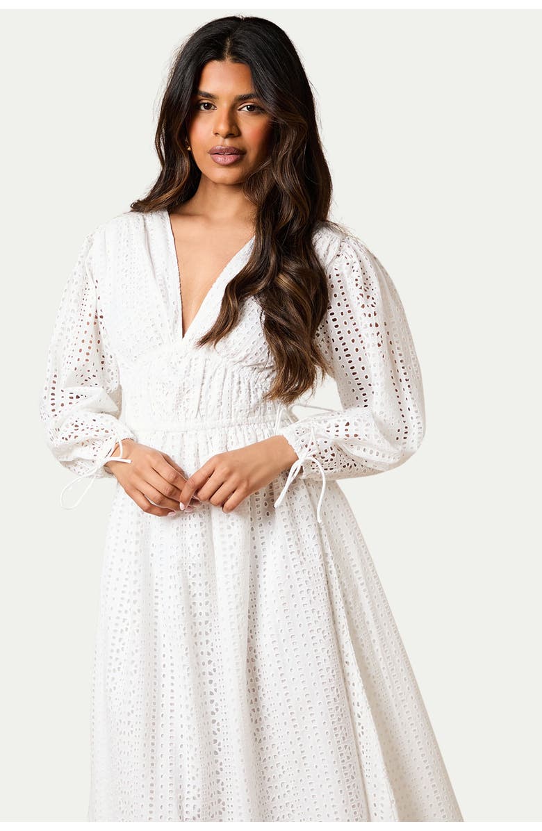 Oasis Petite Front Puff Sleeve Midi Dress, Alternate, color, White