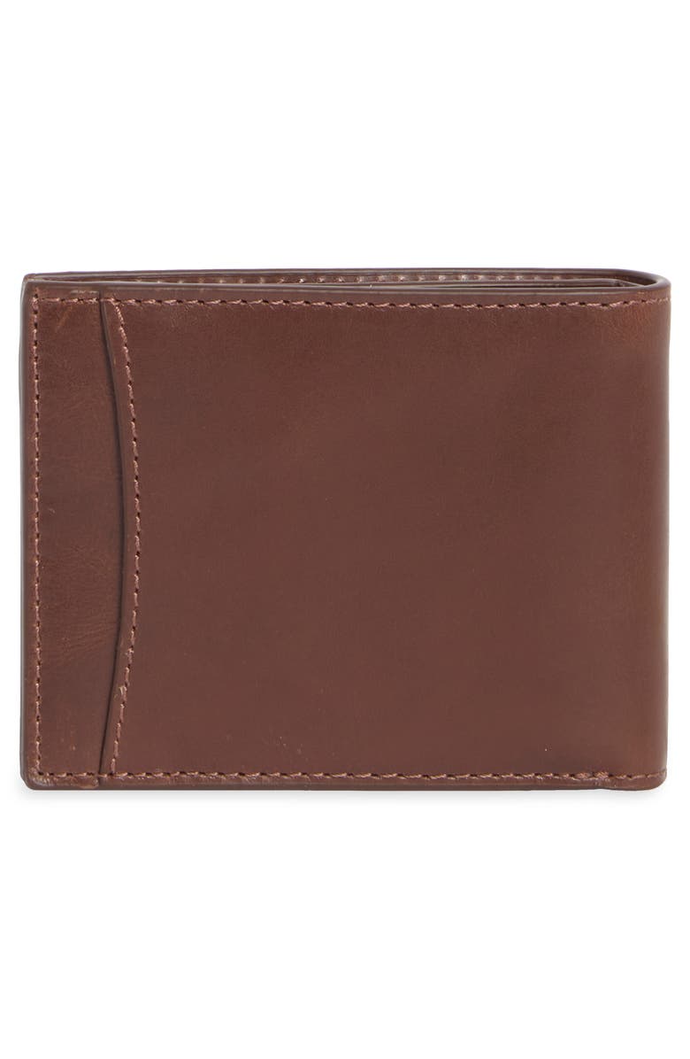 Johnston & Murphy Hunter Glazed Leather Bifold Wallet, Alternate, color, Mahogany