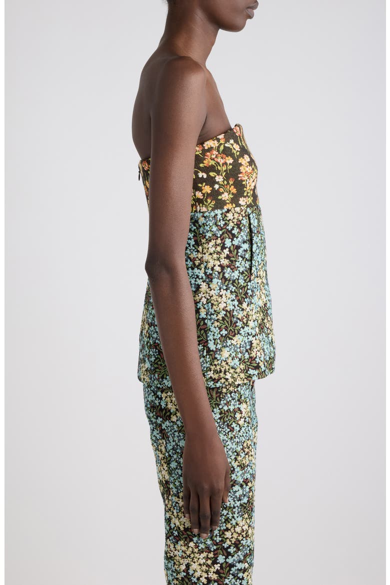 Ciliasa Strapless Floral Gobelin Top, Alternate, color, BROWN