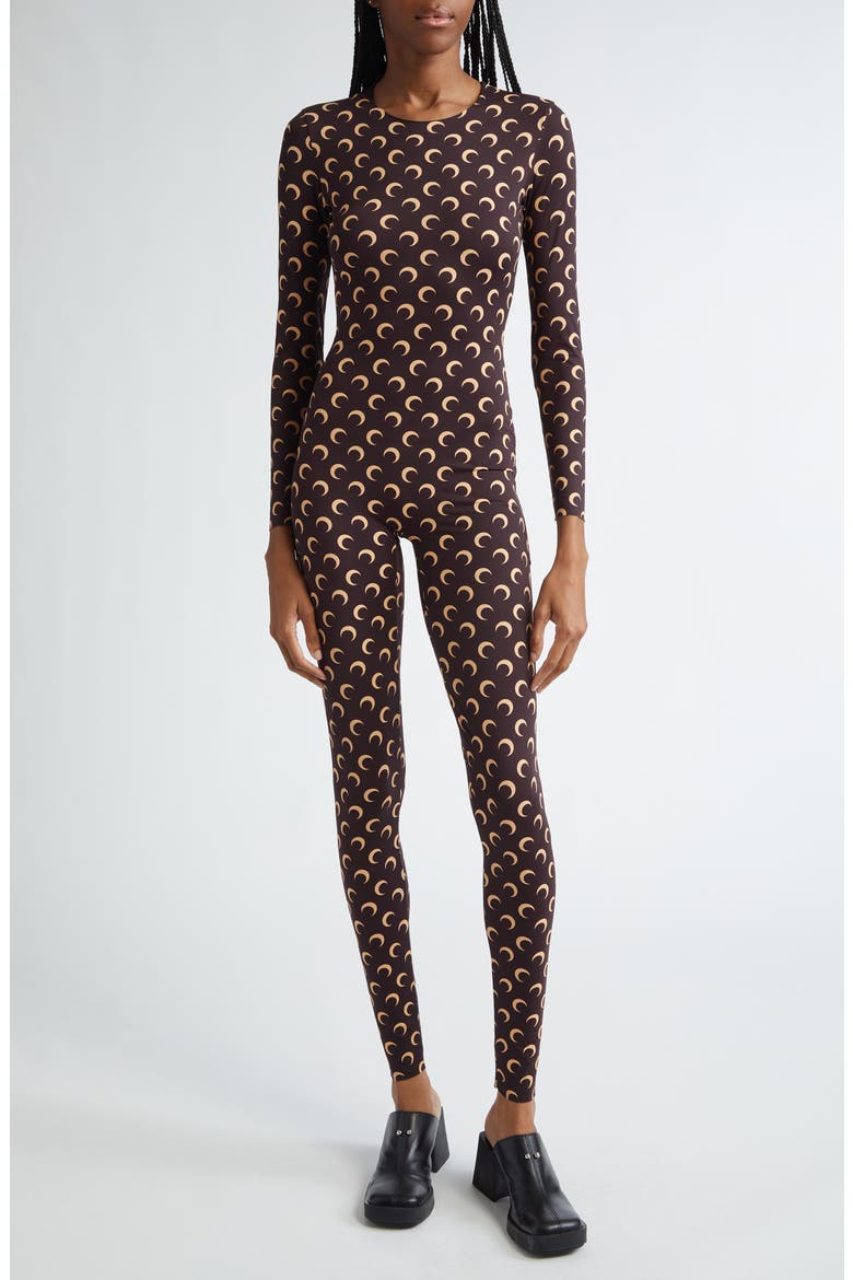 Moon Print Catsuit, Main, color, ALL OVER MOON BROWN