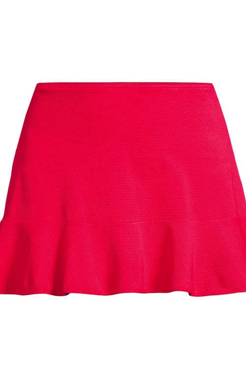 Lands' End Plus Size Pique Ruffle Hem Mini Swim Skirt In Coral Rose
