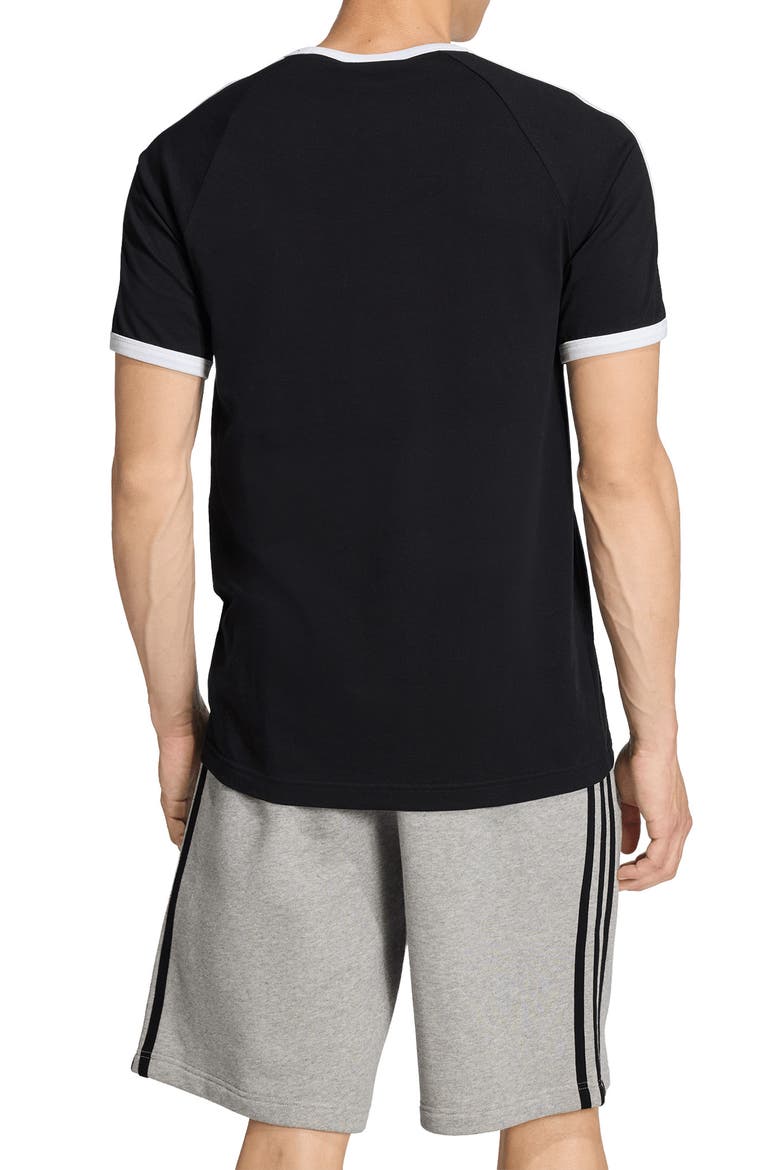 3-Stripes Cotton Ringer T-Shirt, Alternate, color, BLACK