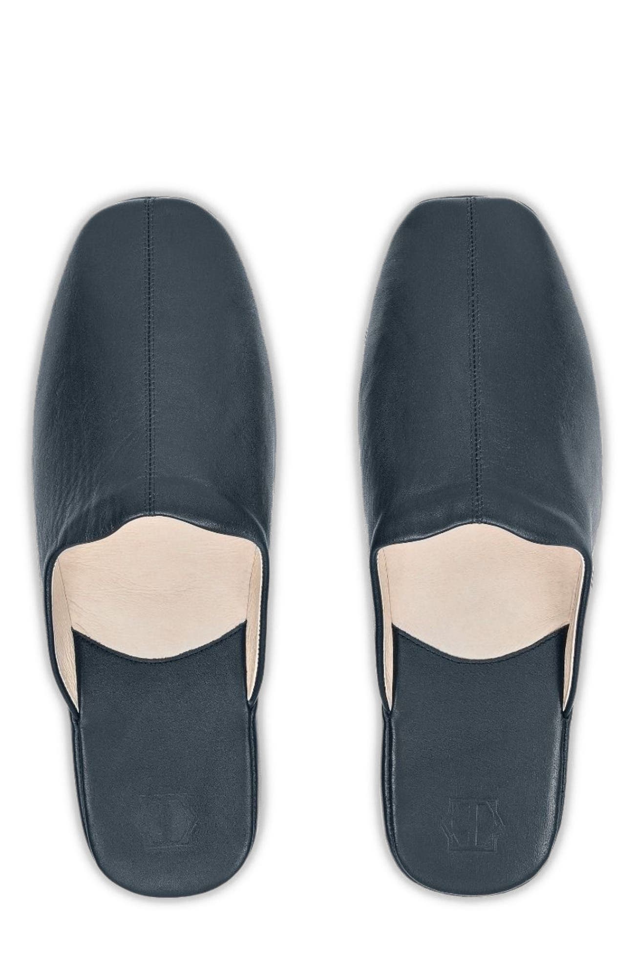 Glen Men's Leather Slippers, Alternate, color, Blue