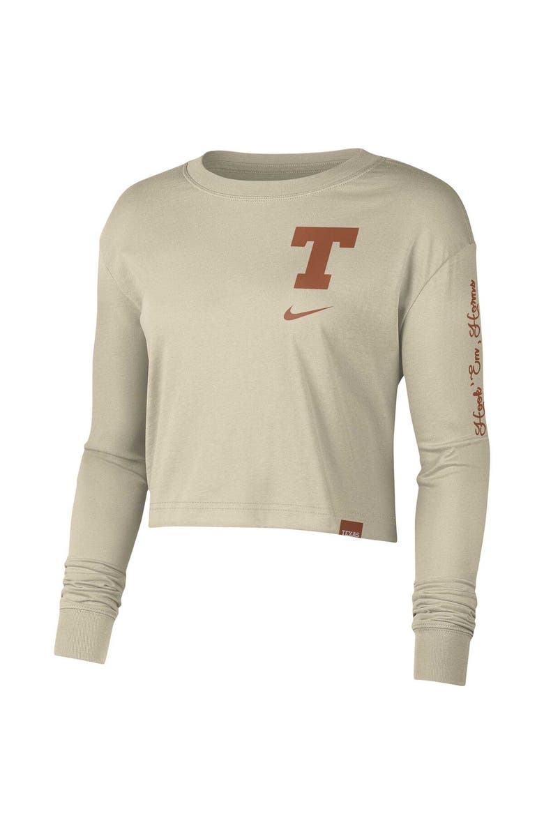 Nike Women's Nike Cream Texas Longhorns Varsity Letter Long Sleeve Crop Top, Alternate, color, 