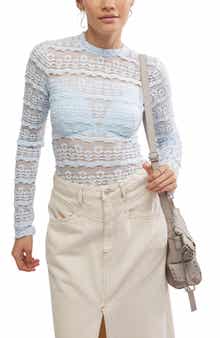 Free People Angelina Floral Lace Detail Bodysuit