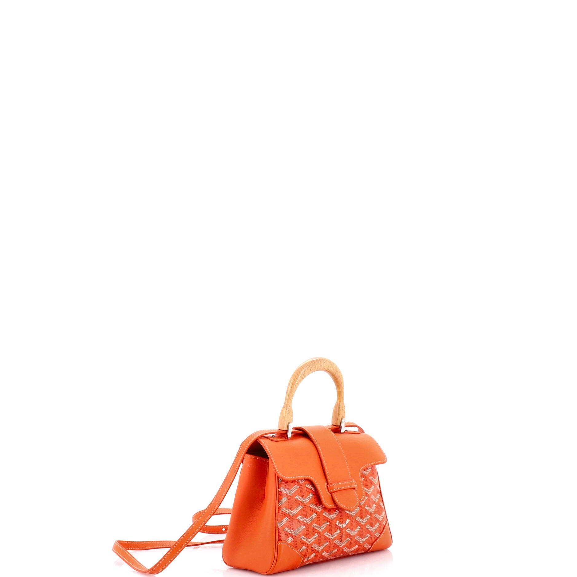 Pre-Owned Goyard Saigon Top Handle Bag Coated Canvas with Leather Mini, Alternate, color, Orange