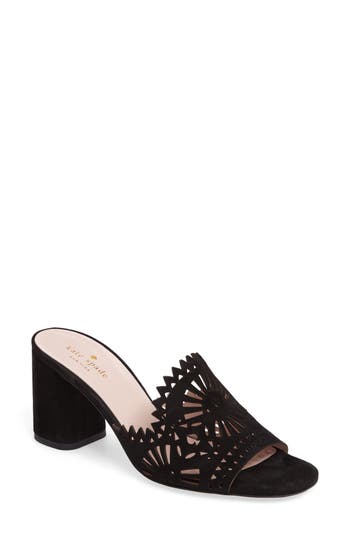 Kate Spade New York Delgado Suede Cutout High Heel Slide Sandals In Black
